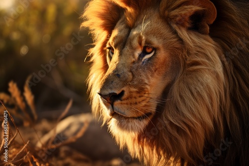 The Majestic King of the Savannah. A Close-Up of a Lion in All Its Glory © Professional Art