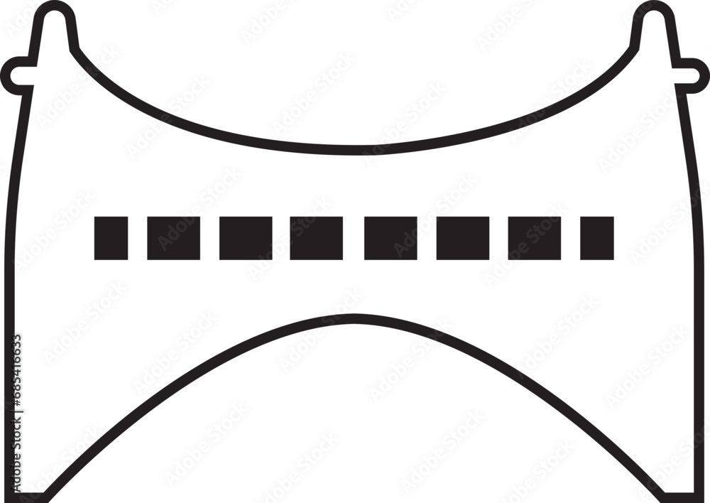 Black Bridge Icon. concept of place, visual identity, real estate contour, suspension bridge. Linear style trend modern brand graphic art design with editable stock on Transparent background. Black Bridge Icon. concept of place, visual identity, real estate contour, suspension bridge. Linear style trend modern brand graphic art design with editable stock on Transparent background.