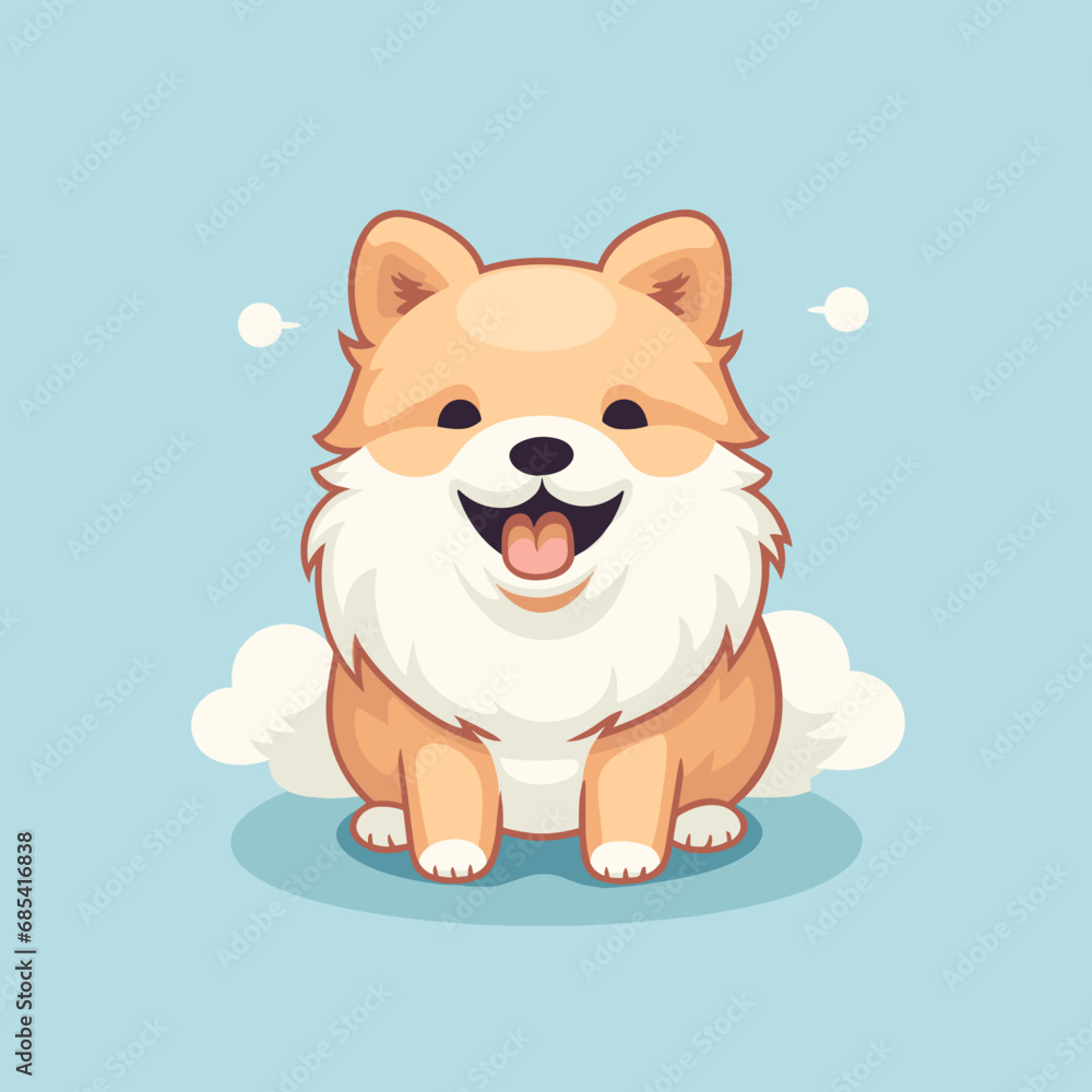 Happy Spitz puppy dog, plain background, cartoon
Happy Spitz puppy dog, plain background, cartoon
