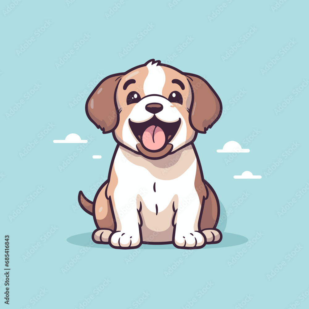 Happy Saint Bernard puppy dog, plain background, cartoon Happy Saint Bernard puppy dog, plain background, cartoon
