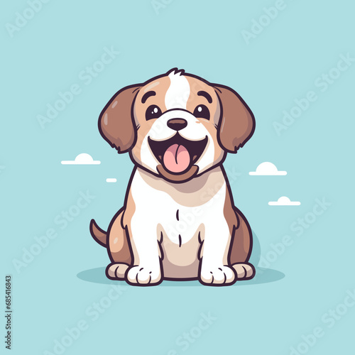 Happy Saint Bernard puppy dog  plain background  cartoon 