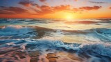 beach with blur background of sea on sunrise, Print media, Illustration, Banner, for website, copy space, for word, template, presentation