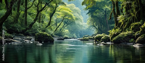 Tranquil river flowing through Minas Gerias, Brazil's rainforest. photo