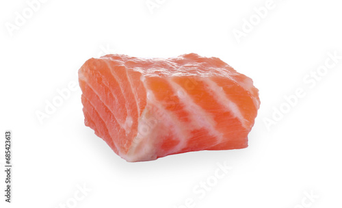 Piece of fresh raw salmon isolated on white