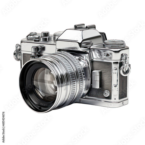 Black and White Film Camera Isolated on Transparent or White Background, PNG photo