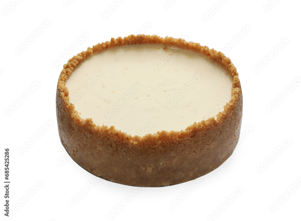 Tasty vegan tofu cheesecake isolated on white Tasty vegan tofu cheesecake isolated on white