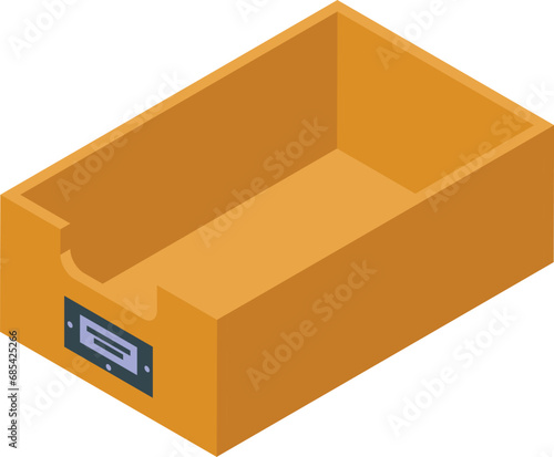 Carton paper tray icon isometric vector. Office empty box. Case shelf desk