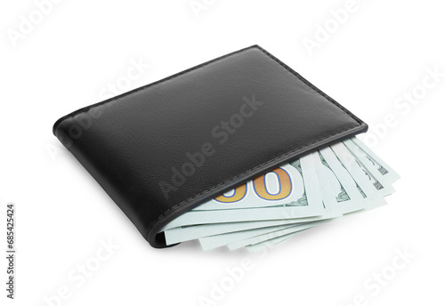Wallpaper Mural Stylish black leather wallet with money isolated on white Torontodigital.ca