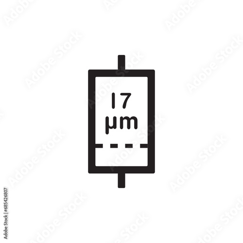 liquid filter with pore size icon symbol sign vector