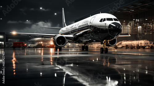 Airplane - night - runway - taxiing - trip - vacation - airline 