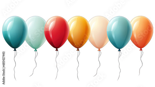 Colorful Balloons Isolated on Transparent or White Background  PNG
