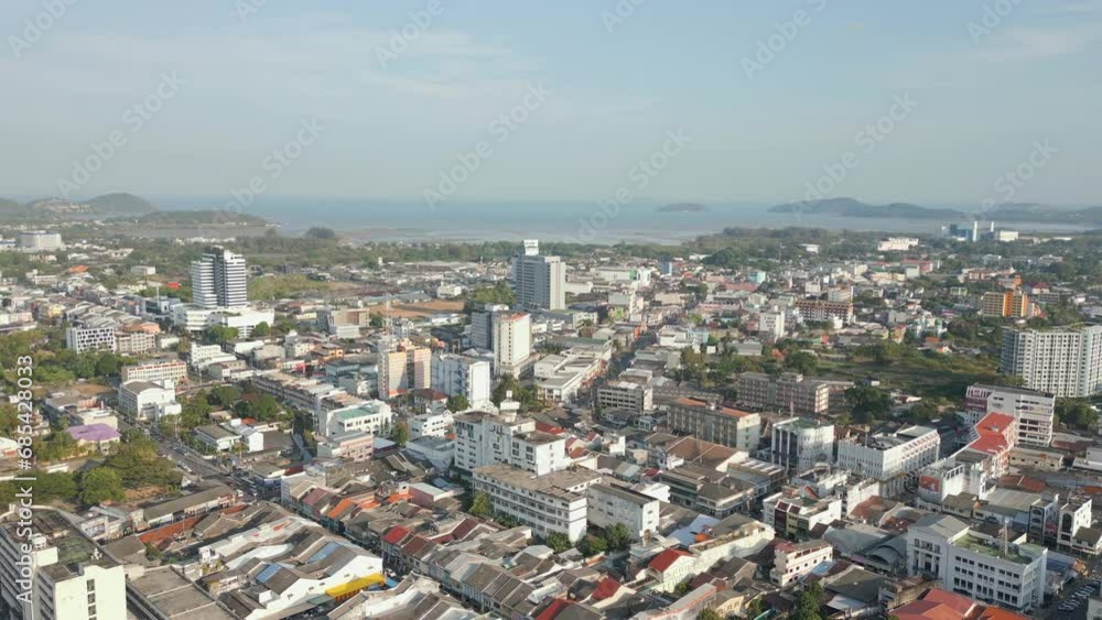 Aerial view of Phuket Old Town District. Aerial view of Phuket Old Town District.