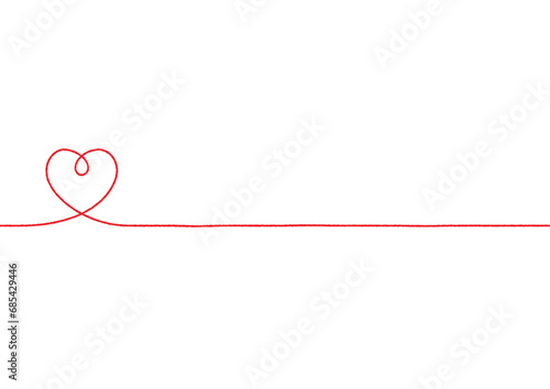 手書きのシンプルな赤いハートのライン 線画