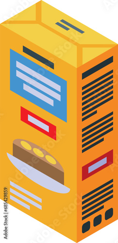 Flour pack for cake icon isometric vector. Food baked dessert. Confection cafe caramel