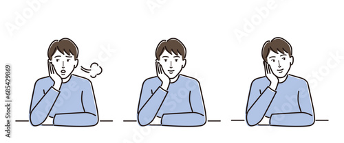 頬杖をつく男性