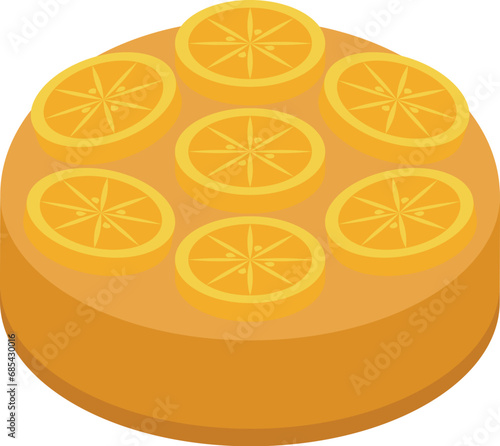 Orange fruit cake icon isometric vector. Crust dessert pastry. Sugary cookery