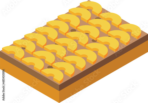 Slice fruit tart cake icon isometric vector. Bakery food. Tropical fruit pastry