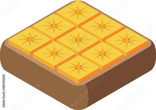 Cake food fruit icon isometric vector. Cooking tatin calorie. Pastry cafe cooking