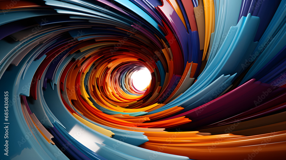 © Marcelo - Abstract colorful swirl tunnel made up of several colorful pieces