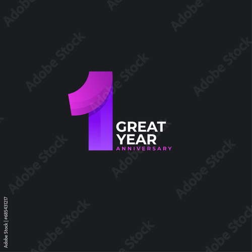 1 years anniversary celebrations logo concept