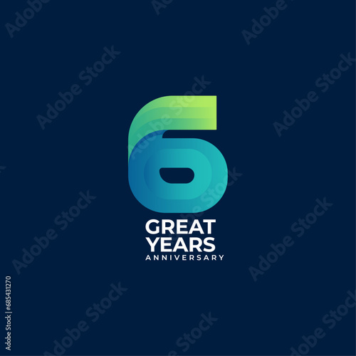 6 years anniversary celebrations logo concept