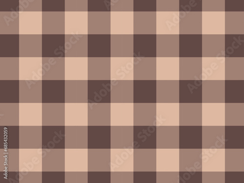 Brown and cream plaid fabric, seamless background for textile, clothing or decoration design. Vector illustration.