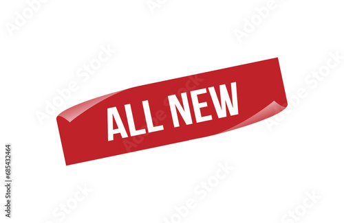 All new red ribbon label banner. Open available now sign or all new tag.