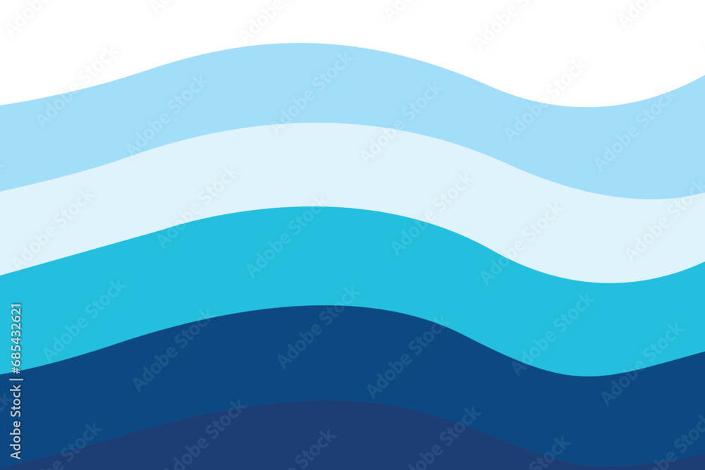 Abstract blue ocean waves background vector. Abstract sea waves background in a flat design style