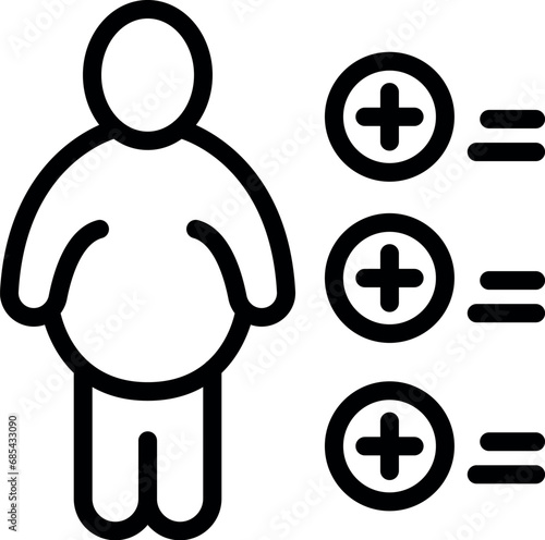 Fat person icon outline vector. Passive lifestyle adult. Bad habit