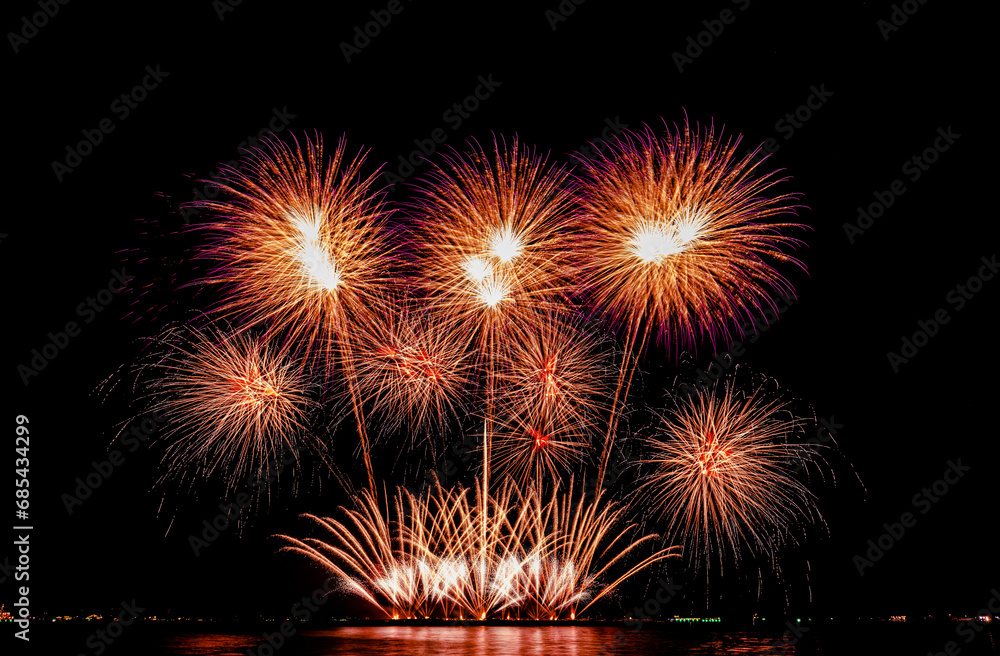 Fireworks show under defocus or blur concepts with isolated black background at night, this celebration is for the International Fireworks Festival in Pattaya on Nov 24-25 in Thailand. Fireworks show under defocus or blur concepts with isolated black background at night, this celebration is for the International Fireworks Festival in Pattaya on Nov 24-25 in Thailand.