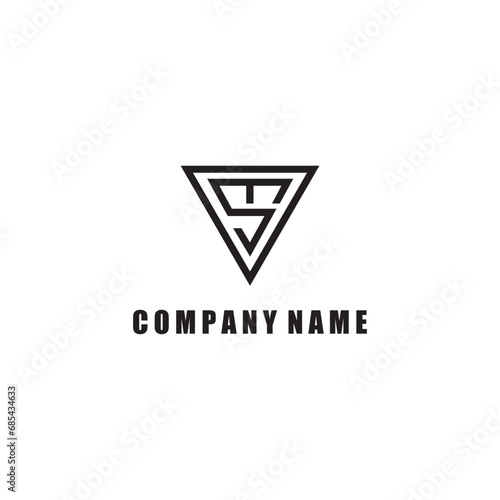 MS logo template triangle line emblem design vector abstract illustration