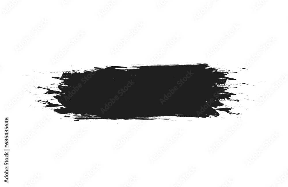 Grunge badge brush, hand drawn black sticker.