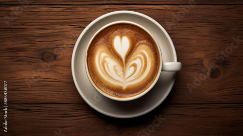 Latte Art on Coffee Cup Overhead