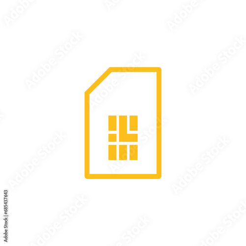 Flat color sim card icon symbol vector Illustration.