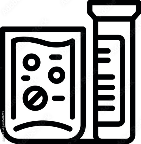 Test tube drug icon outline vector. Aspiring powder. Remedy tablet