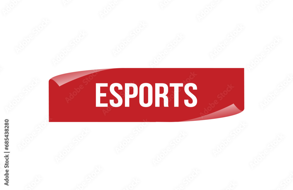 Esports red ribbon label banner. Open available now sign or Esports tag. Esports red ribbon label banner. Open available now sign or Esports tag.