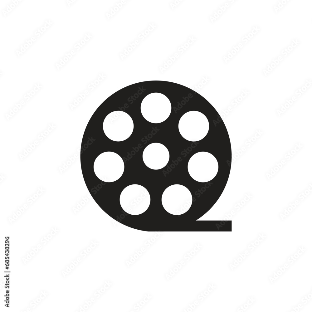 Flat film reel icon symbol vector Illustration Flat film reel icon symbol vector Illustration
