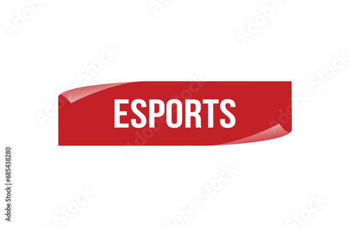 Esports red ribbon label banner. Open available now sign or Esports tag.