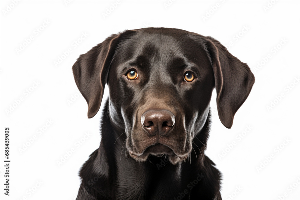 Labrador Retriever dog close-up portrait on a white background. Labrador Retriever dog close-up portrait on a white background.