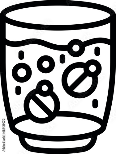 Effervescent pill glass icon outline vector. Medicine fizz. Soda gas powder
