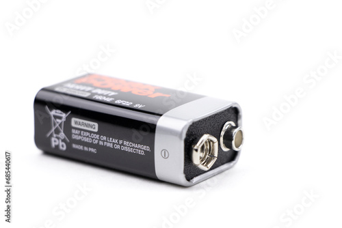 Crown battery 9 volt isolated on a white background.PP3 battery