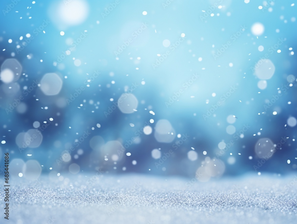Christmas snow and bokeh background. copy space