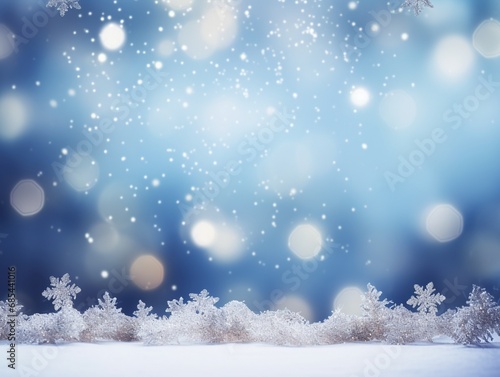 Christmas snow and bokeh background. copy space