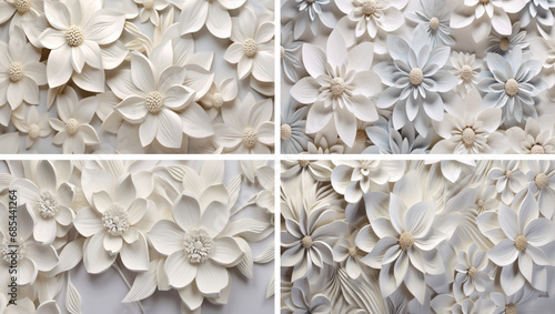 white design flower pattern decorative wall art floral texture background vintage ornament 