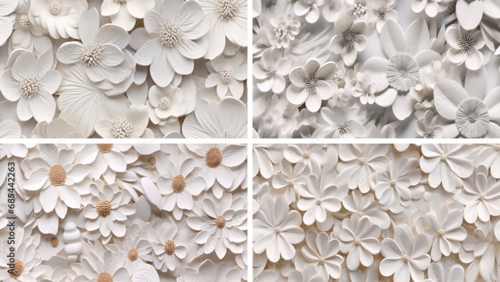 floral paper white texture decorative flower background spring design wallpaper pattern wall 