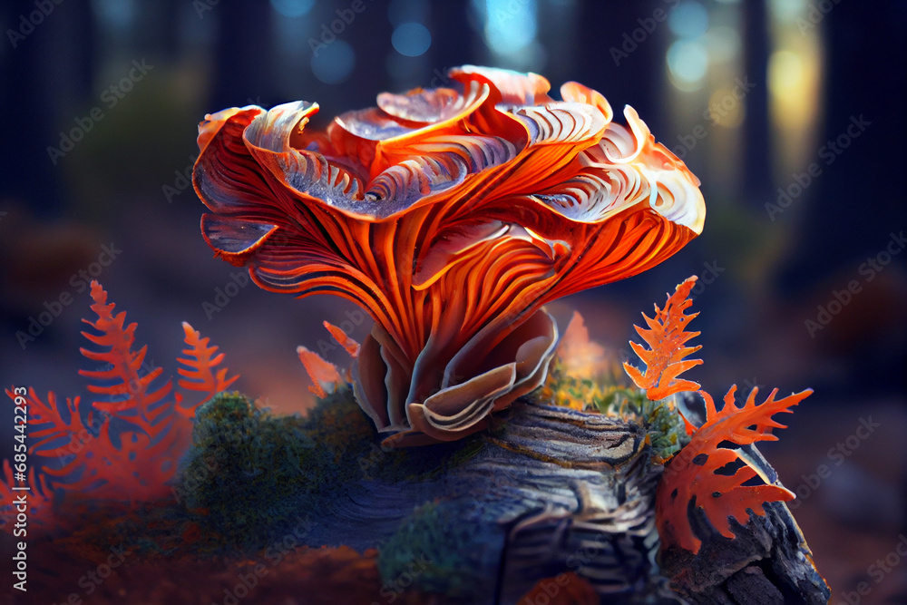 Obraz premium Orange mushroom with natural forest