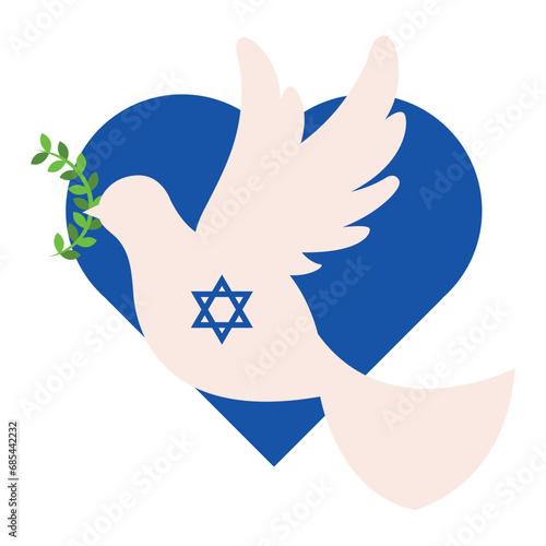 israel peace dove in heart