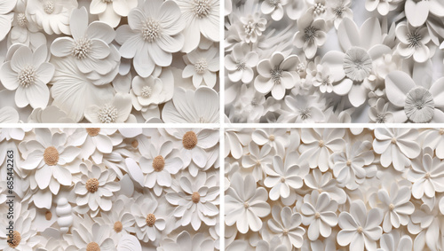 Fototapeta Naklejka Na Ścianę i Meble -  floral paper white texture decorative flower background spring design wallpaper pattern wall 