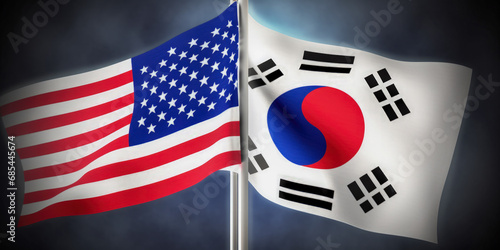 South Korea and United States Flag photo