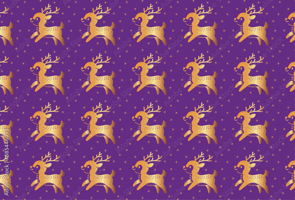Fototapeta premium Whimsical Reindeer Frolic, Christmas Reindeer Pattern in Playful Style